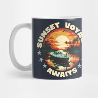 Boat in the water sunset Mug